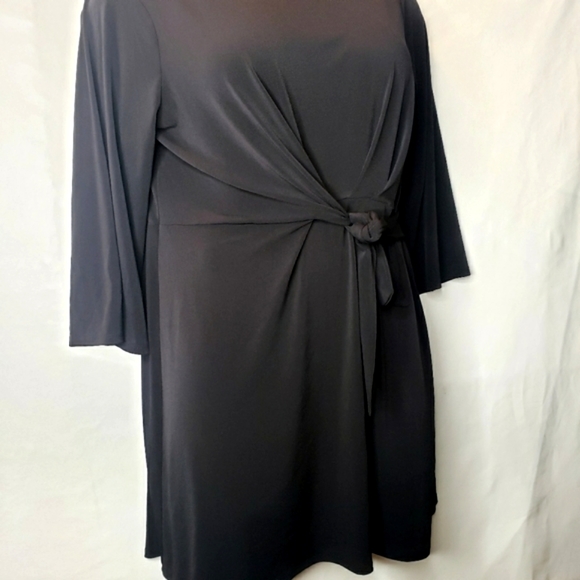 Worthington Woman Dress Black Tie Front 3/4 Sleeves Stretchy Size XXL NWT - Picture 3 of 11